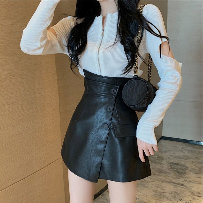 Chân váy nữ, chân váy da nữ newbrand hàn quốc màu đen size S M L SKUCV-03A