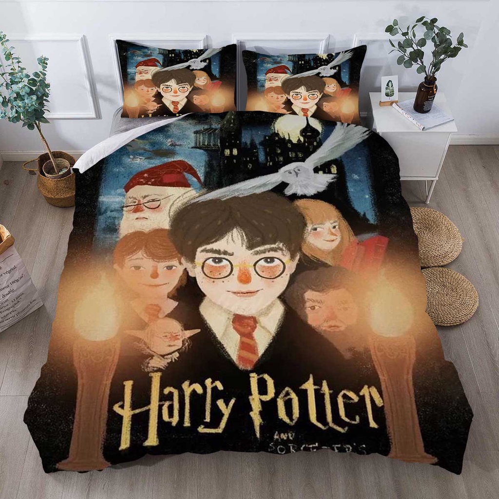 Mới Bộ Chăn Ga Và Vỏ Gối 3 Trong 1 Phong Cách Harry Potter