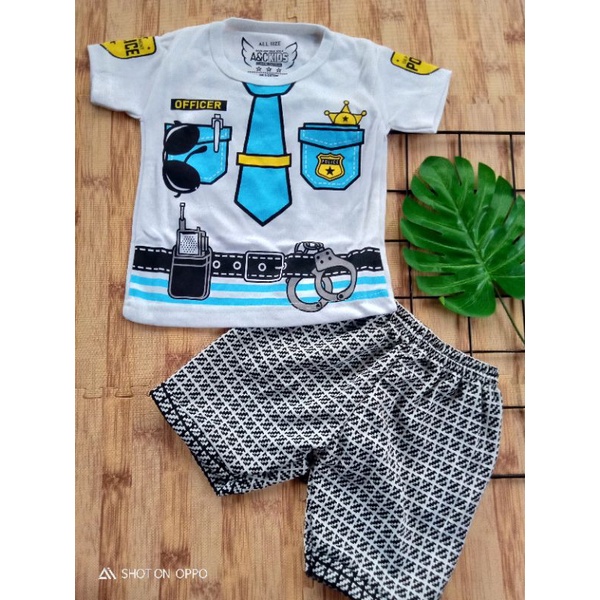 Bộ áo thun + quần dài in hình cảnh sát cho bé trai (3-18 tháng)