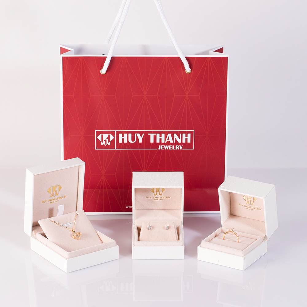 Bông Tai Vàng Vàng 14K Thiết Kế Họa Tiết Hình Trái Tim Đính Đá CZ Cao Cấp Lấp Lánh BTAM42 Huy Thanh Jewelry
