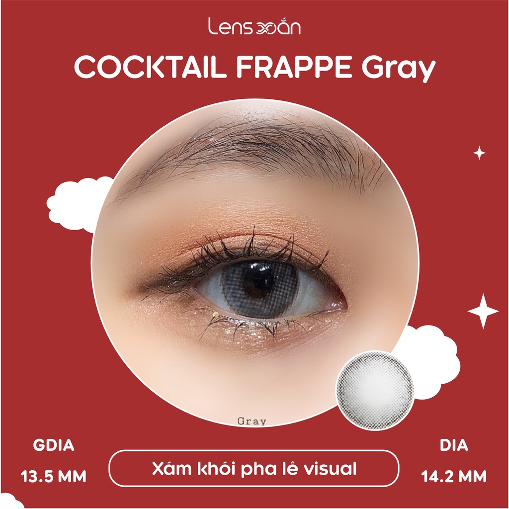 KÍNH ÁP TRÒNG COCKTAIL FRAPPE GRAY CỦA LENS ME: Lens xám hiệu ứng pha lê trong trẻo | Lens Xoắn