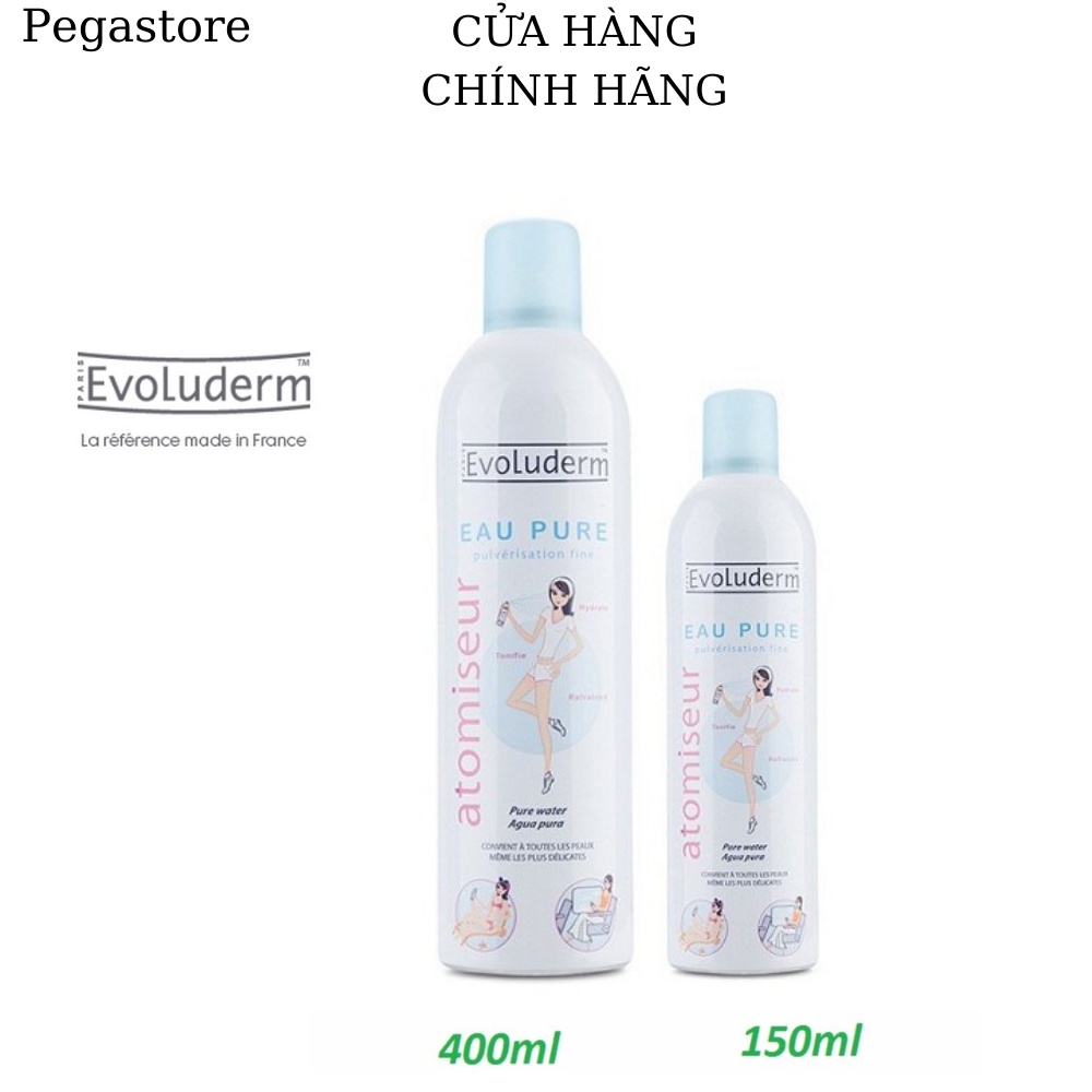 Xịt khoáng dưỡng da EVOLUDERM Atomiseur Eau Pure 400ml - 150ml- chăm sóc da hiệu quả