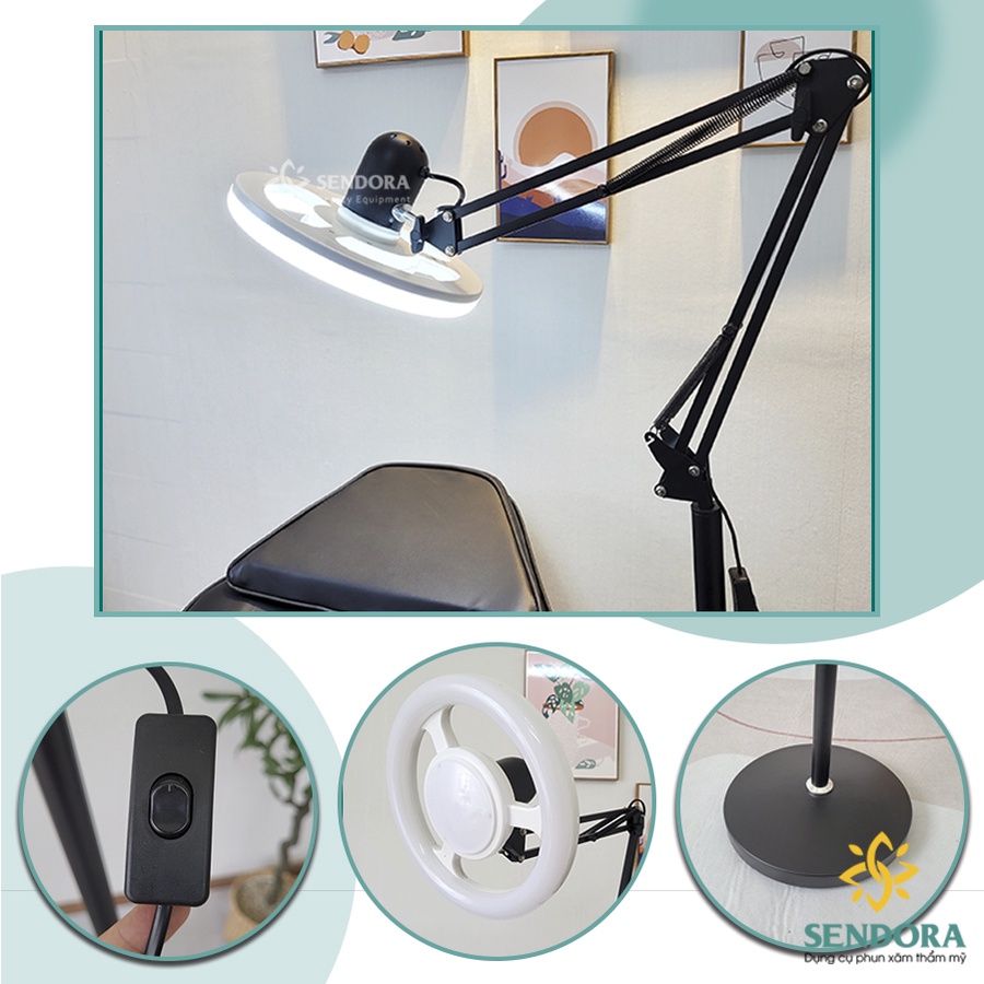 Đèn phun xăm, spa, nail, đèn Led soi da trục khuỷu xoay 360 độ 3 màu ánh sáng di động
