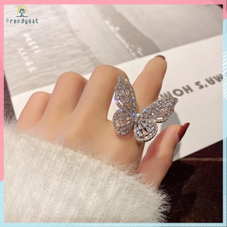 Nhẫn hở đính đá thiết kế hình cánh bướm kiểu dáng thanh lịch