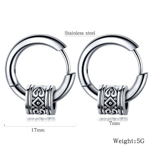 Bông Tai Nam KPOP Khoen Tròn Titan Không Đen TT 2269 - 1 Cặp