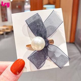 Kẹp tóc nơ ngọc trai lưới