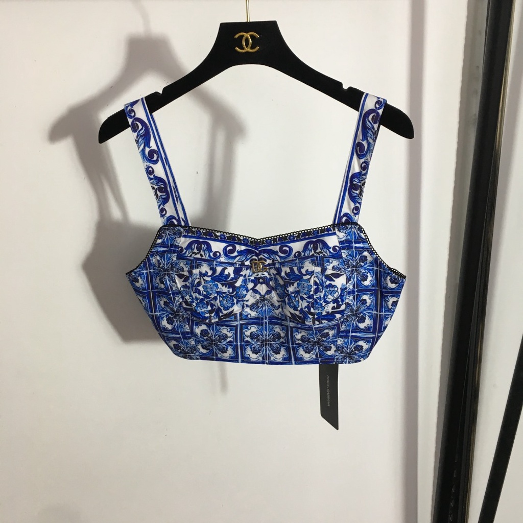 Sét áo bra váy xẻ tà Dolce&Gabbana D&G gợi cảm với họa tiết retro cổ điển