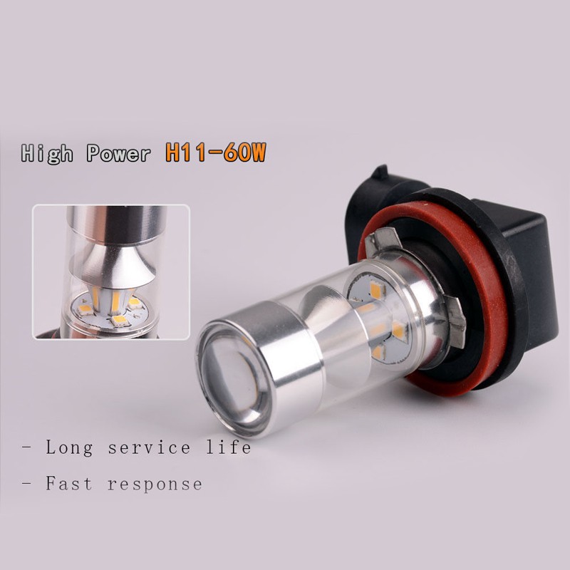 Set 2 Đèn Led Sương Mù H11 H8 2323 60w Siêu Sáng Dành Cho Ô Tô