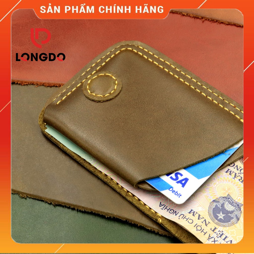 Ví Sen 3 Cao Cấp - Cam Kết 100% Da Bò Thật - bóp da nam Màu Xanh Ô Liu Hàng Chính Hãng Thương Hiệu Longdo Leather