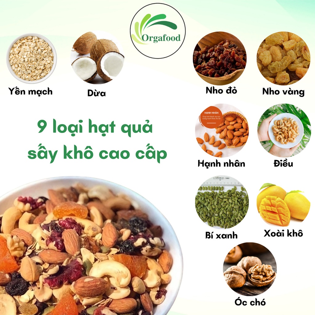 Hạt dinh dưỡng mix giảm cân 5 loại hạt orgafood các loại hạt mix nuts ngũ cốc cho bà bầu