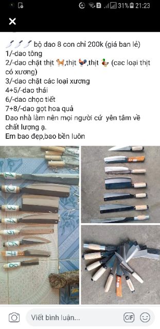 Bộ dao 8 món từ dao thái đến dao chặt