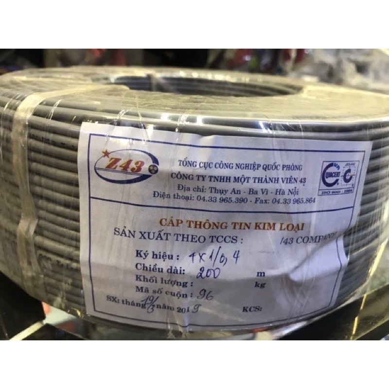 Dây điện thoại chuẩn 4 lõi đồng cuộn 200 mét