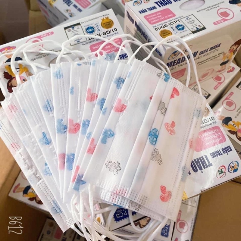 Hộp 50 Chiếc Khẩu Trang Trẻ Em, khẩu trang y tế cho bé họa tiết dễ thương, kháng khuẩn thoáng khí, dễ đeo cho các bé
