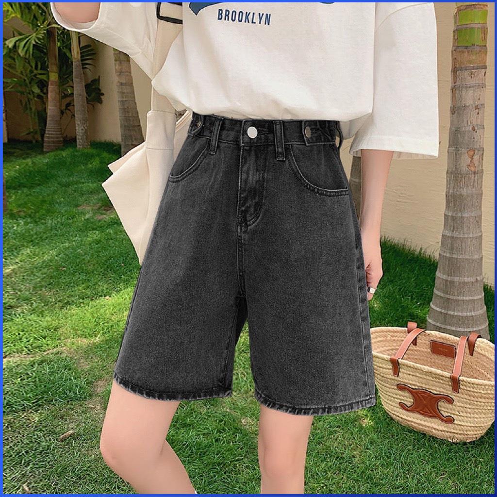 Quần Short Jean Nữ COVAS Quần Jean Đùi Cạp Cao Ống Rộng Cúc Đồng Màu Đẹp Vải Bò V022 | BigBuy360 - bigbuy360.vn