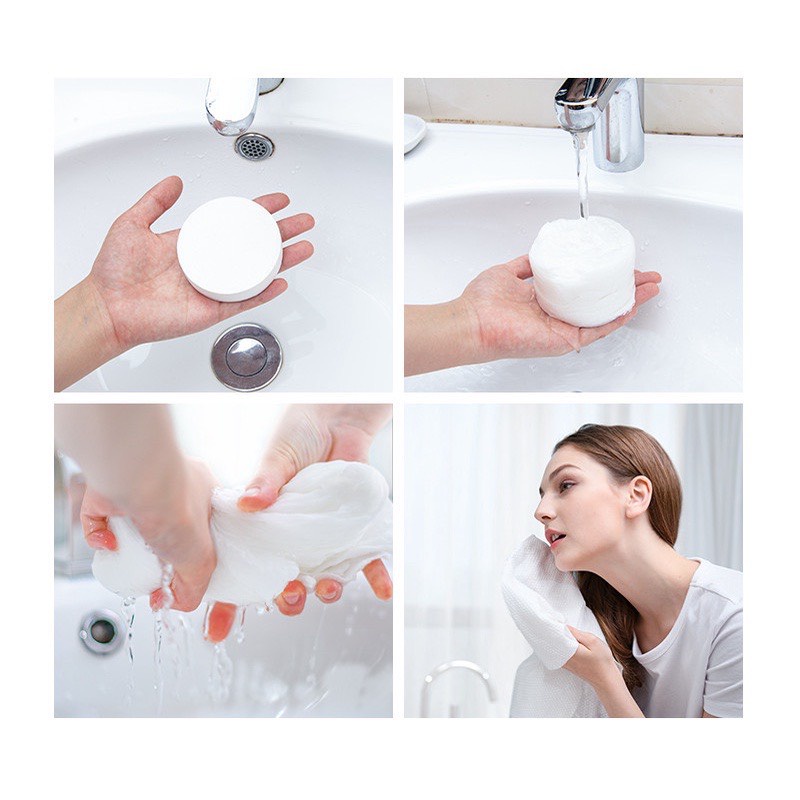 Khăn tắm du lịch dạng nén vải Cotton màu trắng siêu mềm mịn 140*70 dùng một lần tiện lợi đa năng tự nhiên thấm nước tốt