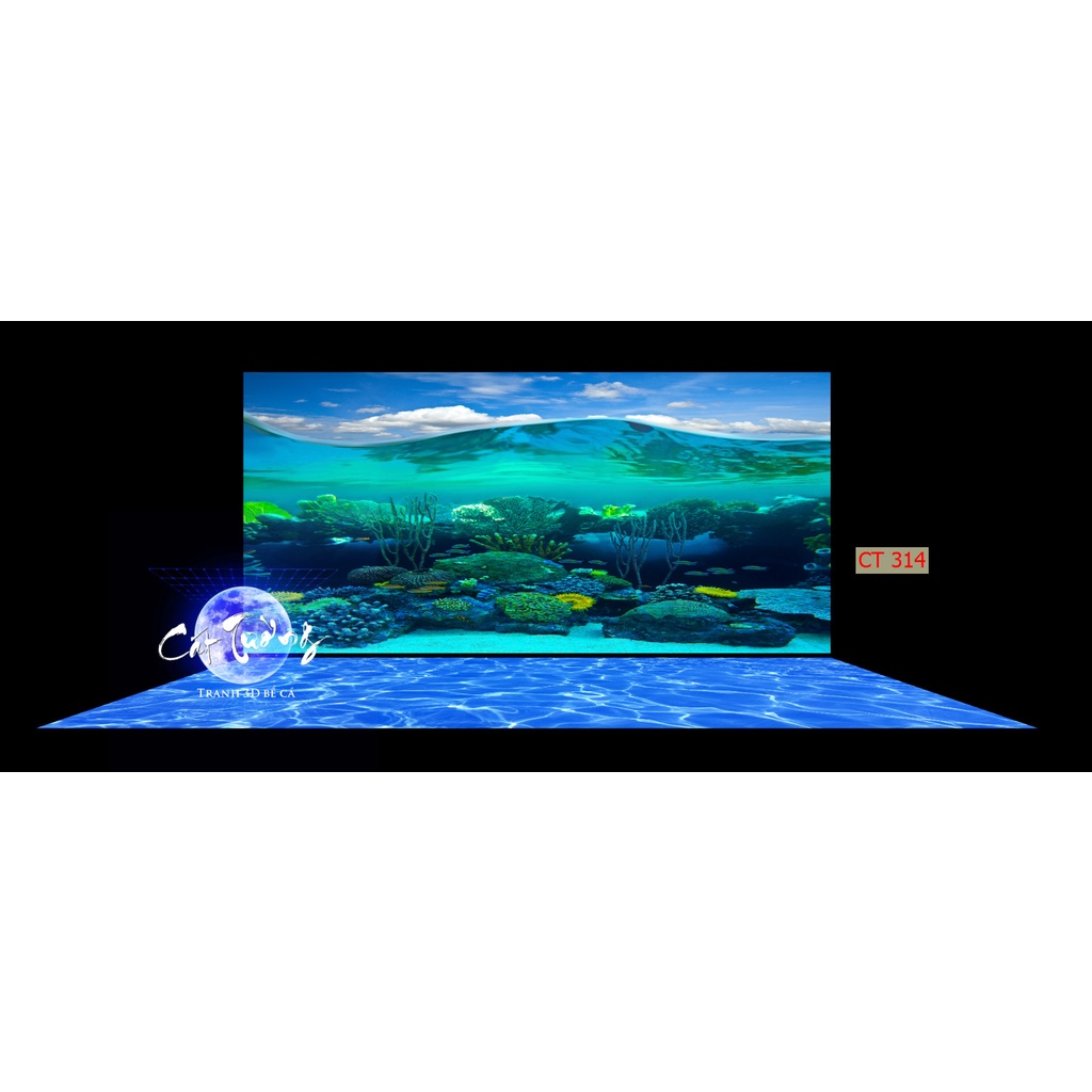tranh 3d. tranh dán bể cá thủy sinh, bể cá rồng (tranh lưng)