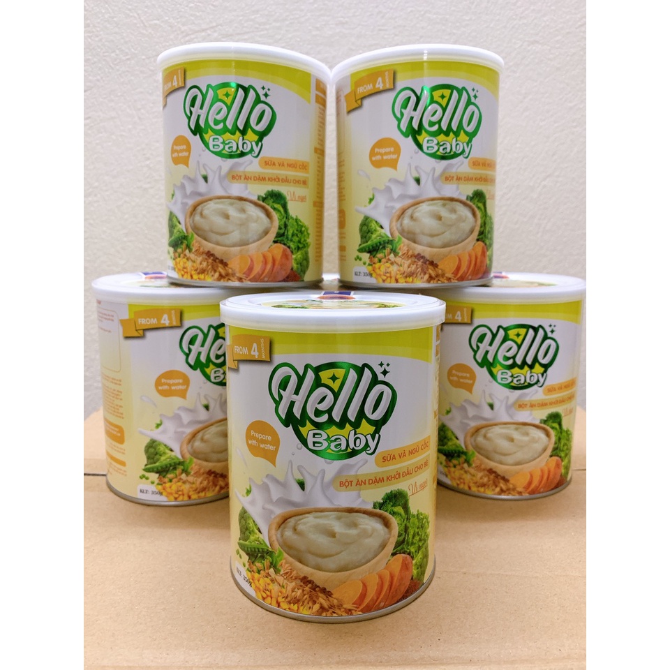 Bột Ăn dặm HELLO BABY 350gr Vị ngọt cho trẻ từ 4 tháng tuổi trở lên - Bổ sung nguồn dinh dưỡng tối ưu cho bé