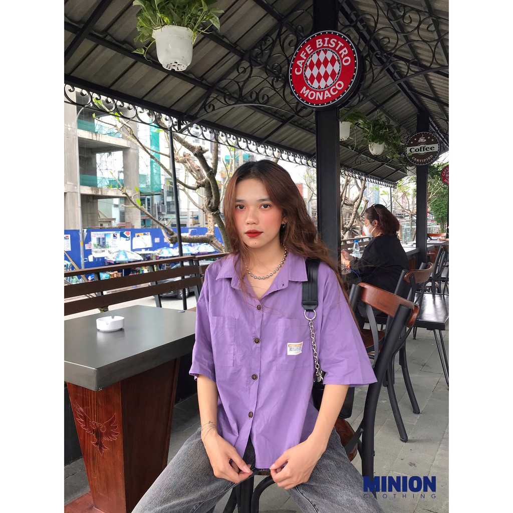 Áo sơ mi dáng croptop MINION CLOTHING freesize form rộng phong cách Ulzzang Streetwear Hàn Quốc A2724