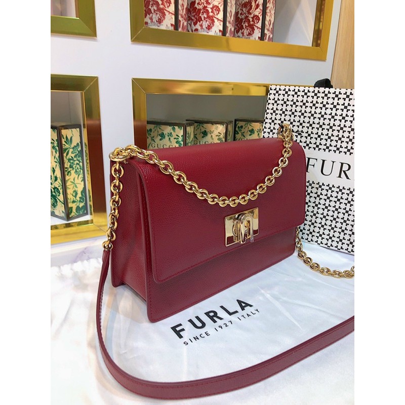 Túi Furla 1927 shoulder 4 màu nâu - cam - đỏ ruby - đỏ ciliegia hàng Ý chính hãng #Made_In_Italy