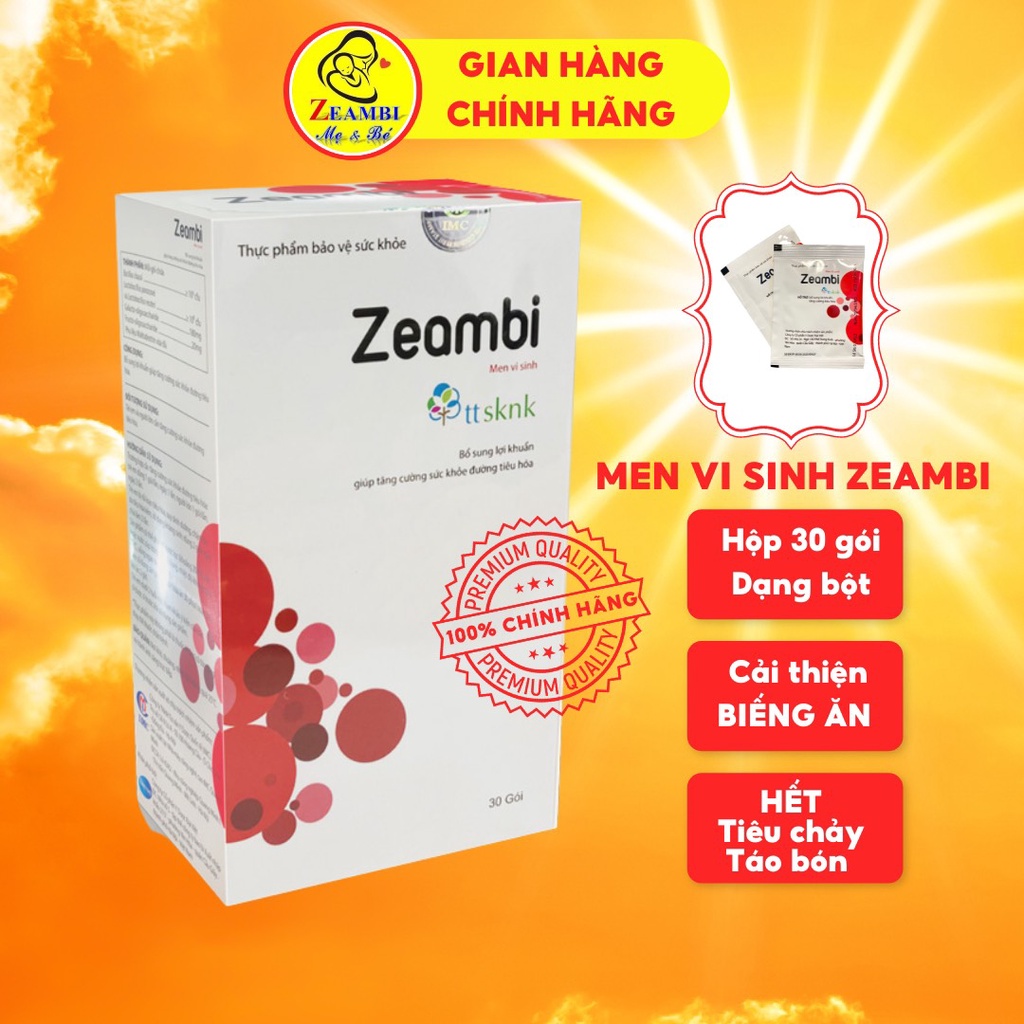 Men vi sinh  ZEAMBI - Bao nang kép, hỗ trợ biếng ăn, tiêu chảy, táo bón, bất dung nạp - Nhập khẩu Anh quốc( Hộp 30 gói )