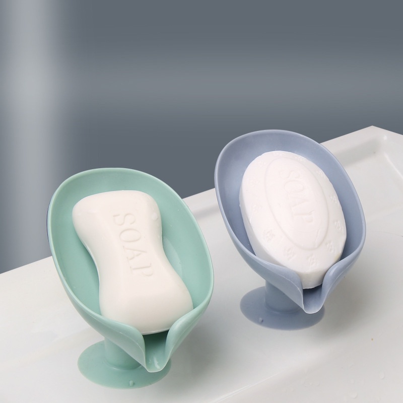 Hộp đựng xà phòng hình chiếc lá dạng cốc hút không cần khoan lỗ thoát nước được sáng tạo dành cho phòng tắm