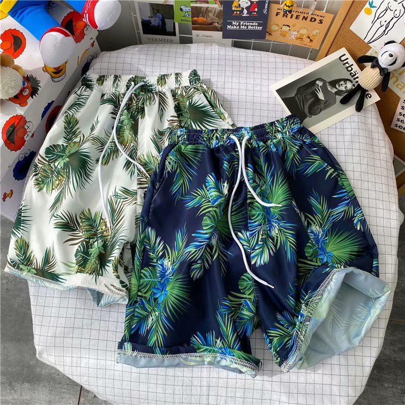 Quần short dáng rộng nhanh khô in họa tiết thời trang đi biển cho nam