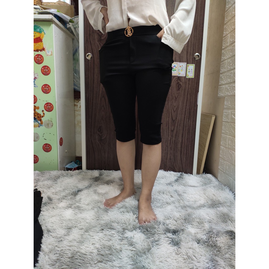 Quần legging ngố chất umi hàn co giãn 4 chiều 4 túi thật dài qua gối