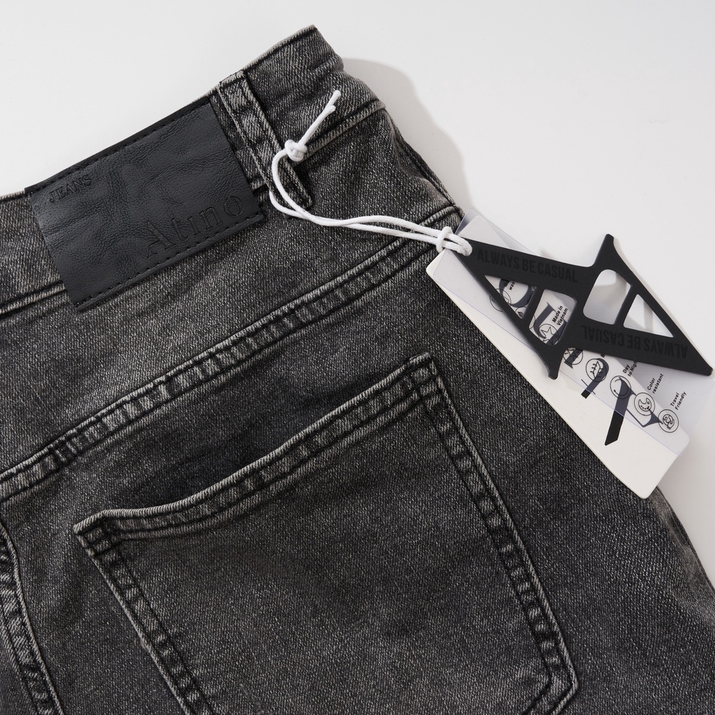Quần Jean Nam Đen Rách ATINO Chất Liệu Jean Pha Spandex Form Slim-Fit QJ1.1035