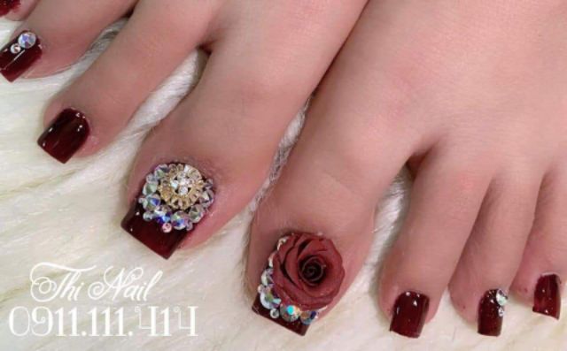 Hoa hồng fan - Hoa bột đính móng HH01