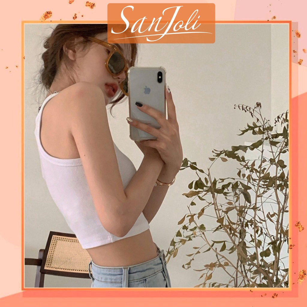 Áo Croptop Ba Lỗ Nữ SanJoli body kiểu thun sexy hở vai Hàn Quốc giá rẻ Kiểu dáng Ulzzang 2 màu đen Trắng AO013 | BigBuy360 - bigbuy360.vn
