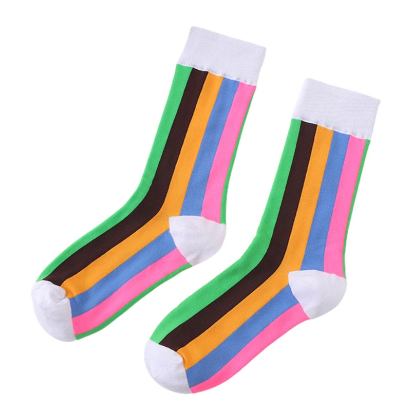Xiangbao Tất Ống Dài Kẻ Sọc Cầu Vồng Phong Cách Hip Hop Cho Nữ