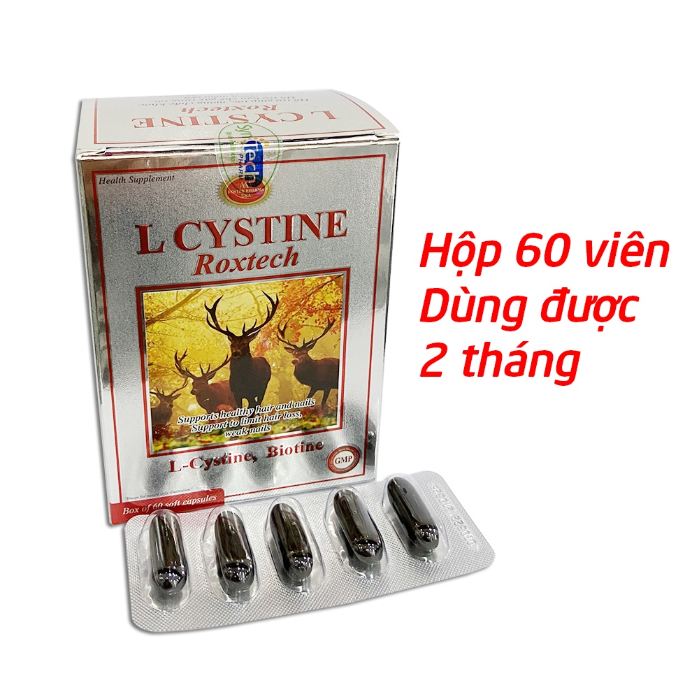 Viên uống L-Cystine, Biotin, giúp khỏe tóc, mọc tóc, giảm gãy rụng tóc - Hộp 60 viên [L-Cystine Roxtech]