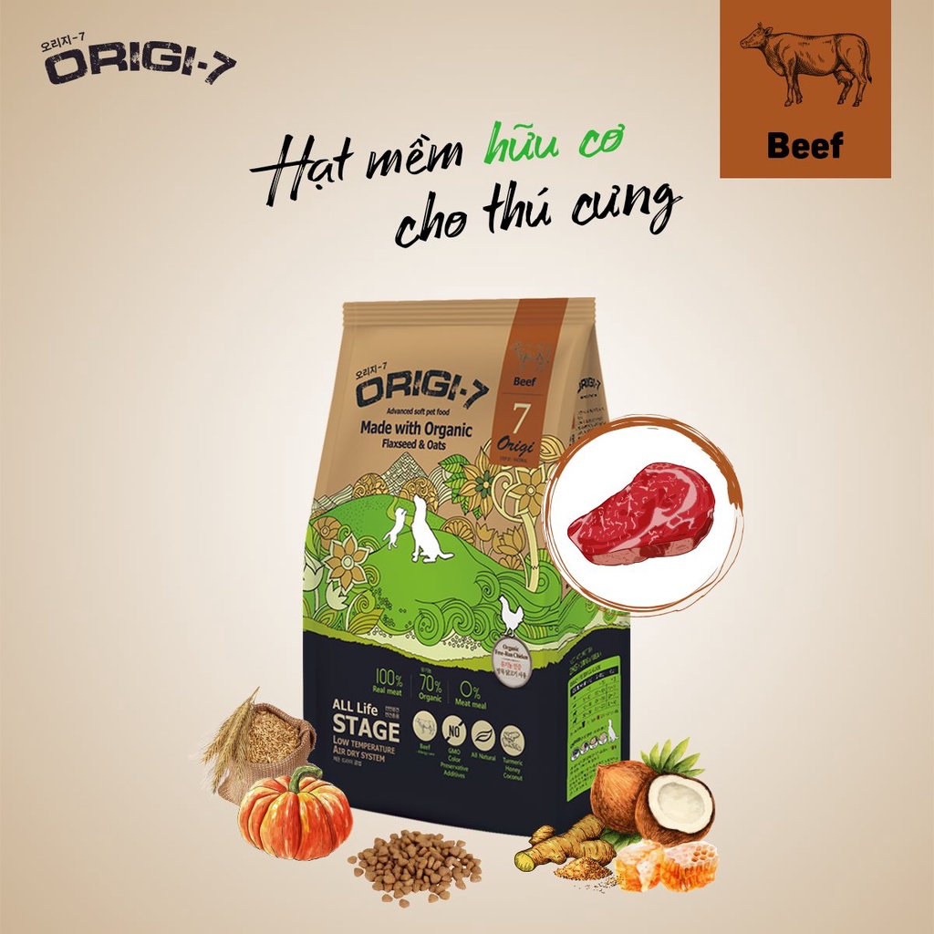 [ CHÍNH HÃNG ] Hạt mềm hữu cơ Origi-7 Cho Chó Gói 1.2kg