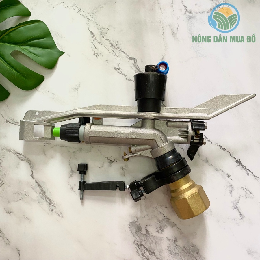 Béc tưới Ducar Atom 28, bán kính tưới 20- 28m. Tặng kèm 3 họng phun thay thế - Béc tưới cánh đập