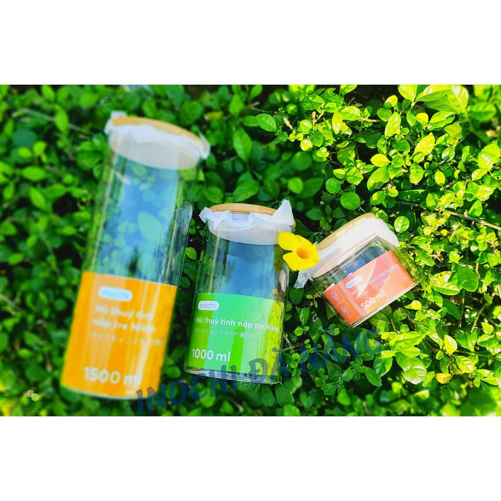 Hũ thuỷ tinh nắp tre Nikko 500ml, 1000ml, 1500ml
