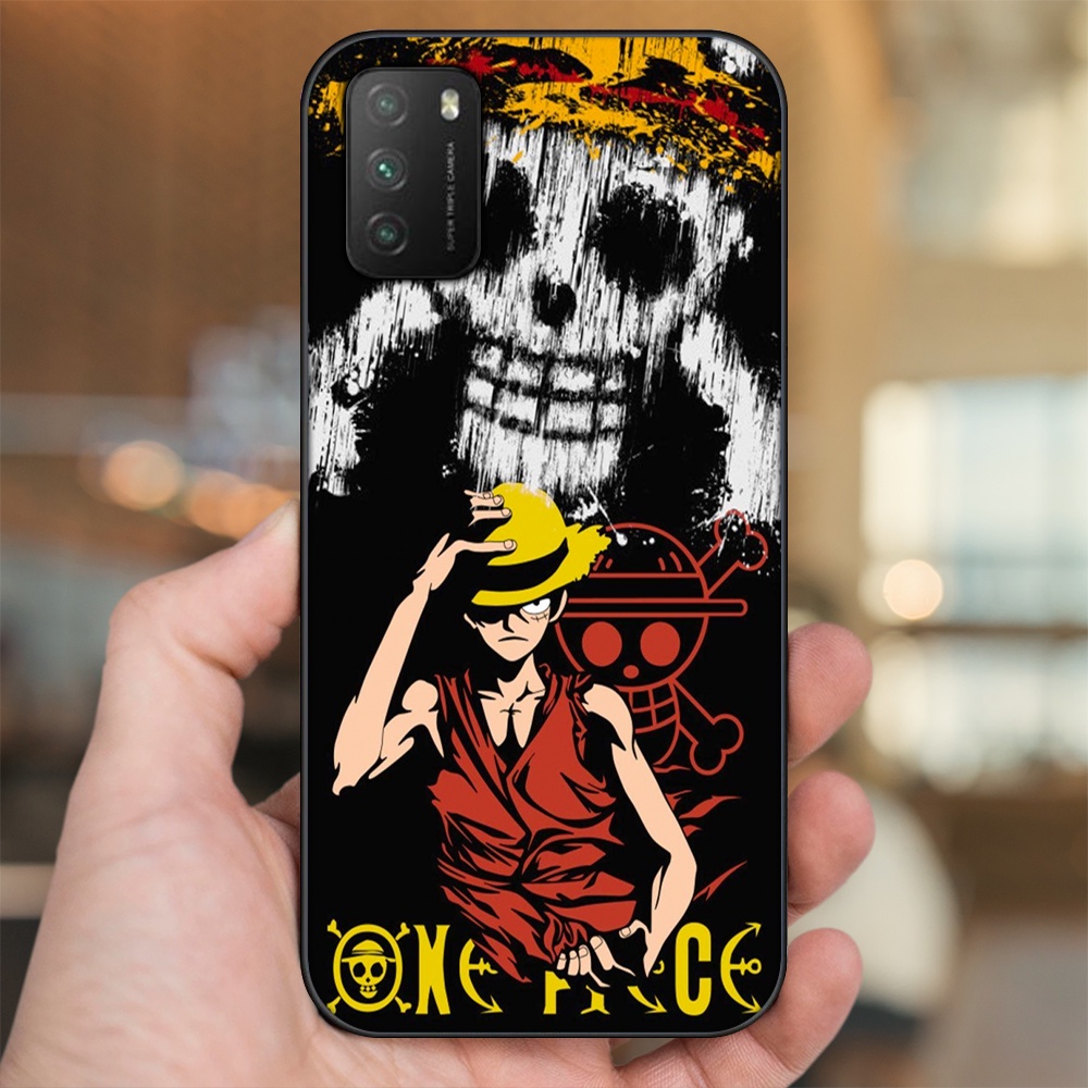 Ốp lưng Xiaomi Poco M3 viền đen in hình Luffy One Piece