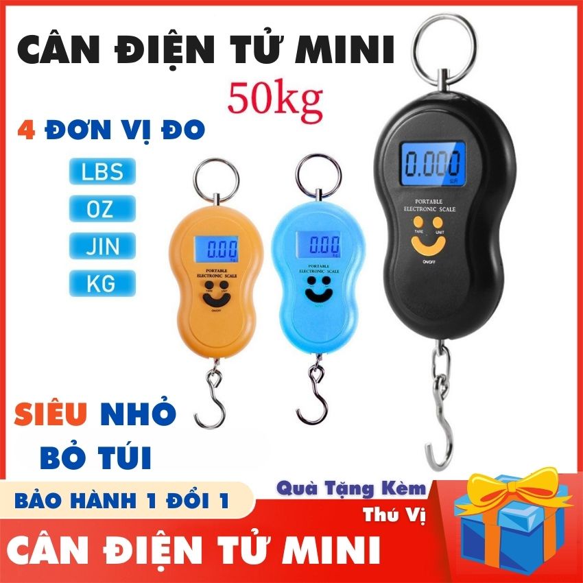 Cân Điện Tử Mini Cầm Tay Bỏ Túi gọn 50kg gia đình nhà bếp đi chợ cân hàng chính xác treo móc khóa thông minh chính hãng