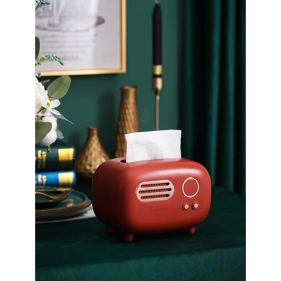 Hộp đựng giấy ăn để bàn cao cấp phong cách vintage - Radio Tissue Box