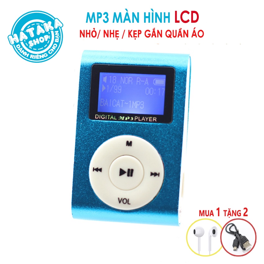 Máy Nghe Nhạc Mp3 MINI có màn hình-kẹp gắn quần áo-tặng tai nghe và dây sạc-digital mp3 player