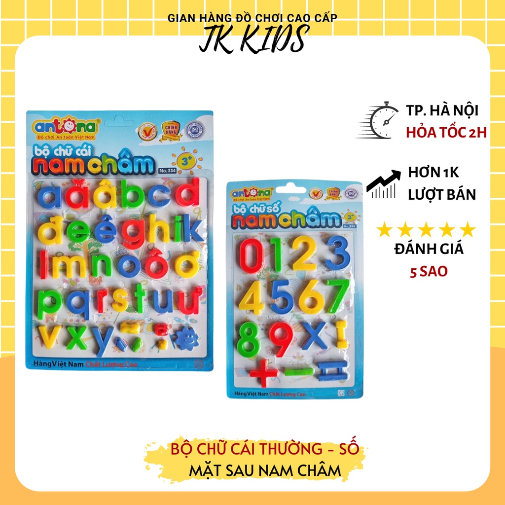 Bộ chữ nam châm và chữ số nam châm Antona từ nhựa an toàn dạy bé học