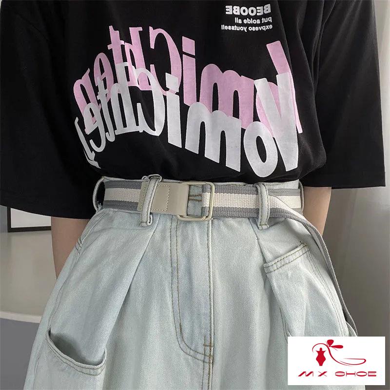 M & X ~  Thắt Lưng Vải Denim Khóa Đôi Nhiều Màu Độc Đáo Thời Trang Dễ Phối Đồ Cho Nữ