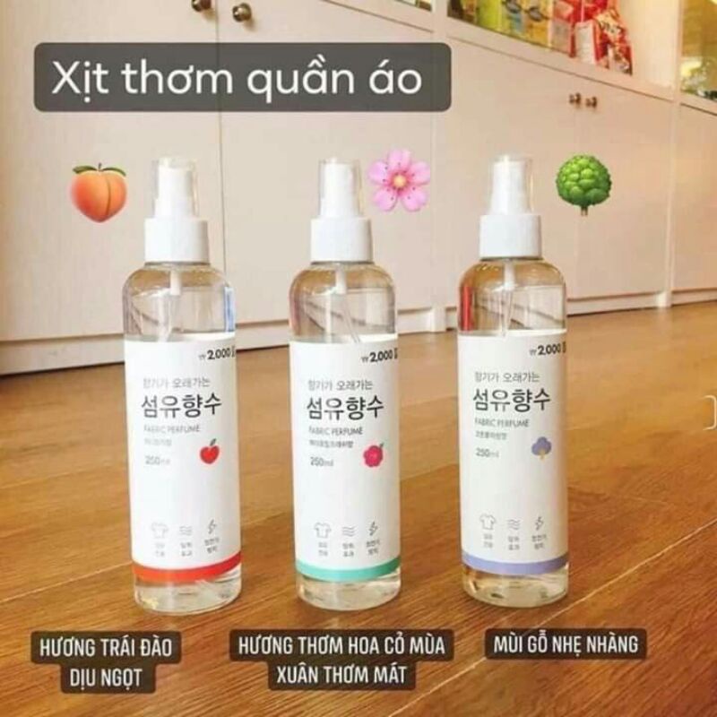 Xịt thơm quần áo hàn quốc Fabric perfume 100ml 3 mùi cho các bạn lựa chọn