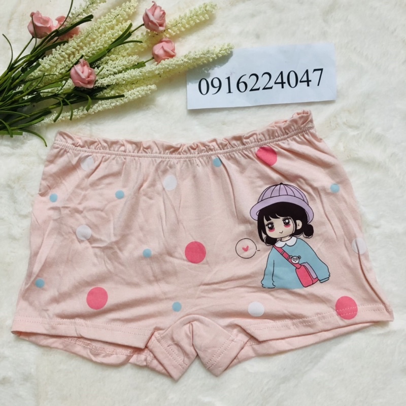 Set 10 Quần lót đùi bé gái cotton, quần chíp đùi trẻ em