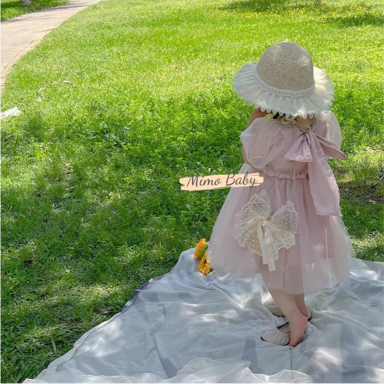 Túi cói đeo chéo đính nơ voan bản to siêu xinh cho mẹ và bé TC07 Mimo Baby