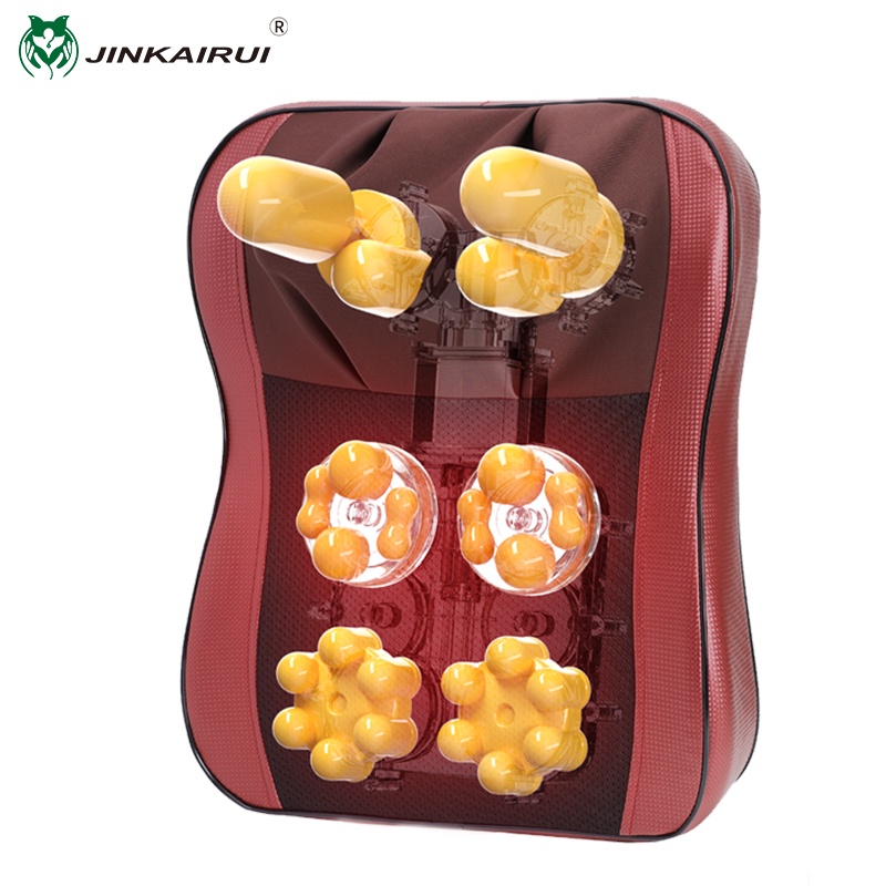 Gối mát-xa vai cổ JINKAIRUI JC-10 màu đỏ đa năng tiện lợi