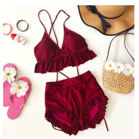 Bikini 2 Mảnh Đi Biển , Đồ Bơi Nữ Kín Đáo Bánh Bèo DLAVENDER BKN 19