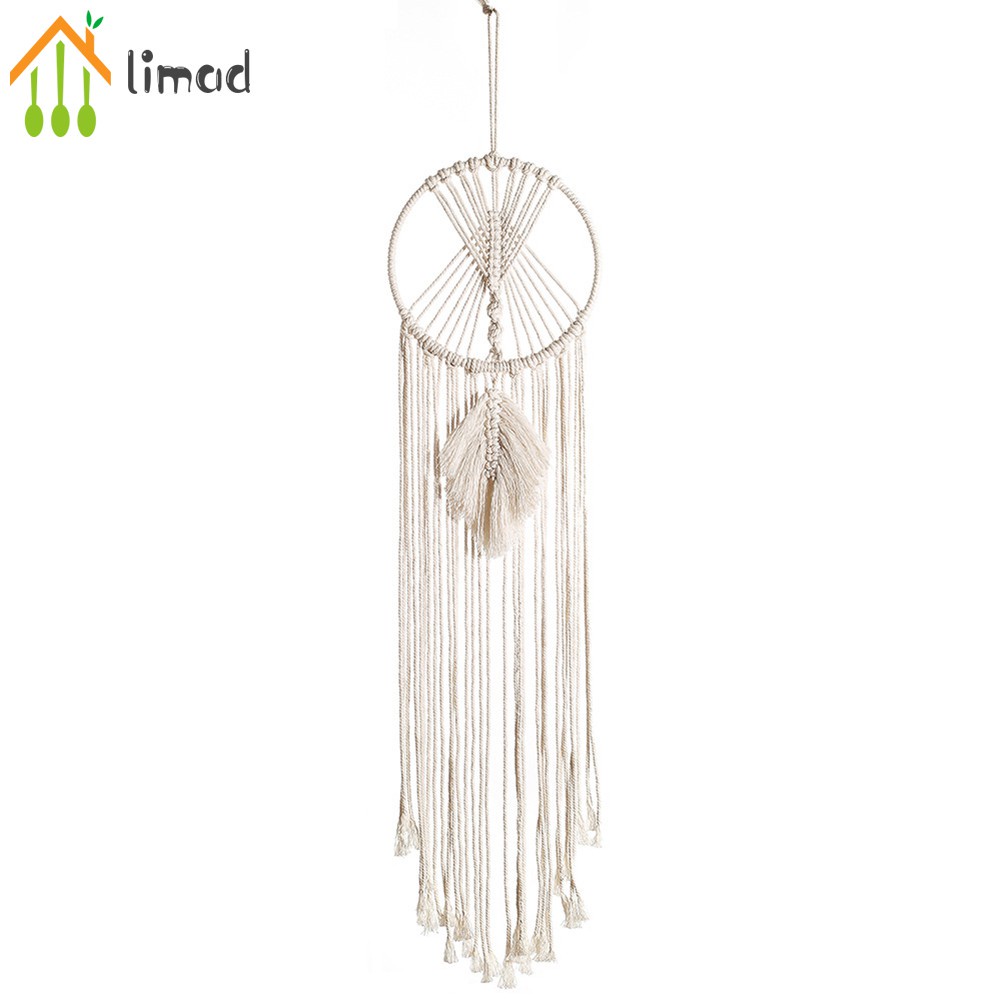 Dream Catcher Dệt Tay Phối Tua Rua Phong Cách Boho Trang Trí Nhà Cửa