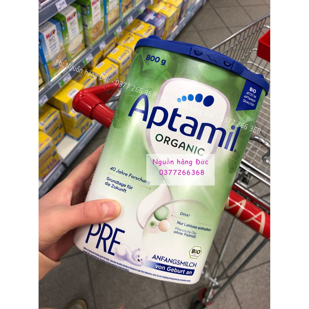 Sữa Aptamil Oragnic Đức, sữa hữu cơ số Pre, 1, 2  800g - Nguồn hàng Đức (Date xa)