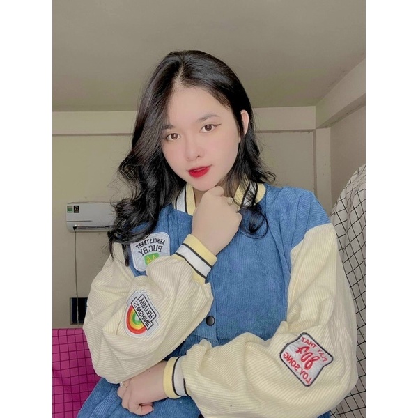 Áo khoác bomber nhung tăm cầu vồng - KÈM HÌNH- TA ALOHASHOP91