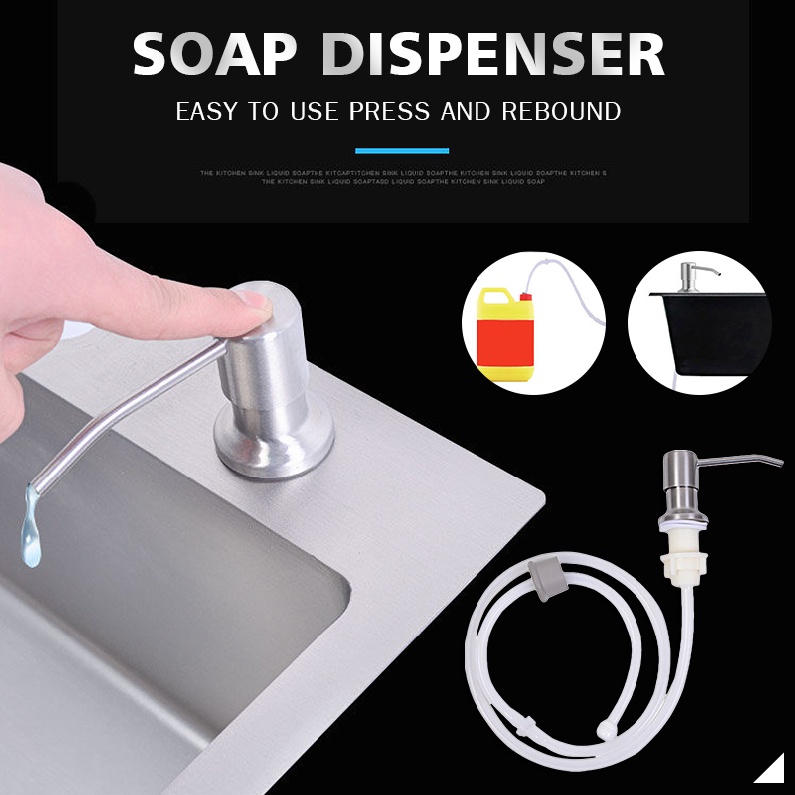 Stainless Steel Kitchen Sink Soap Dispenser Pump with Extension Tube Kit